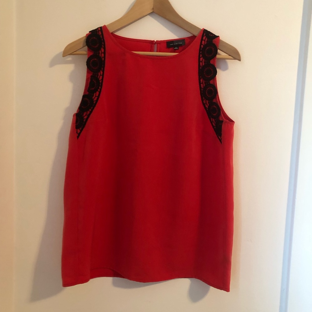 Coral tank top with black lace | The Limited